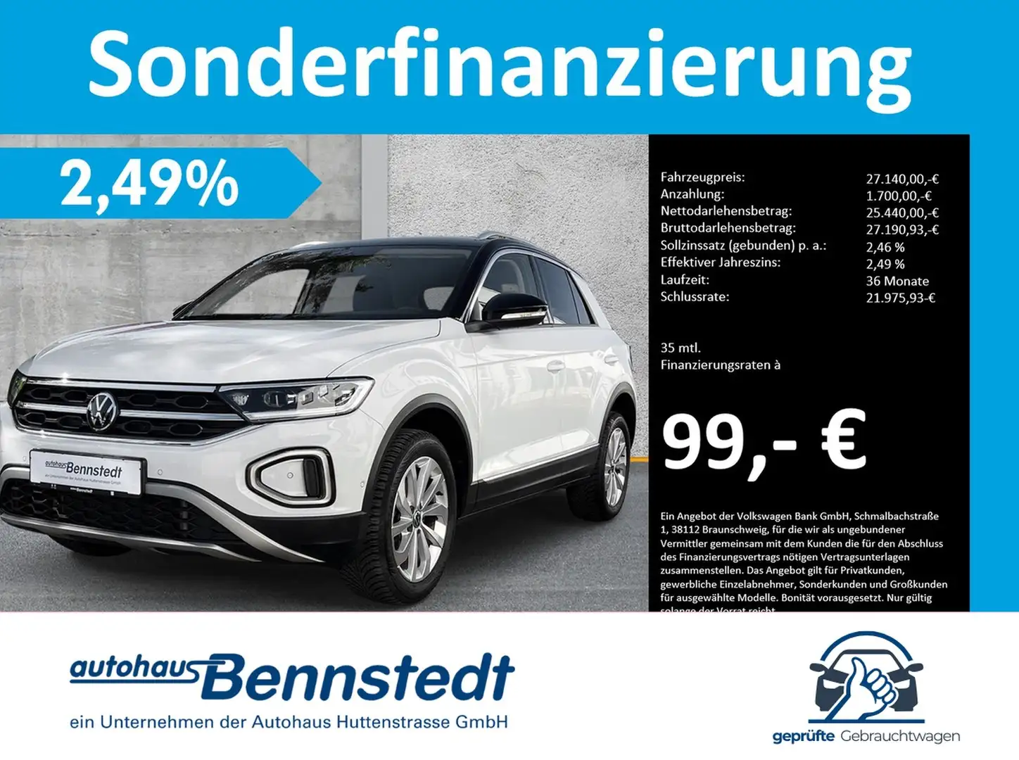 Volkswagen T-Roc 1.5 TSI DSG Style AHK LED+ NAVI MASSAGE Blanc - 1