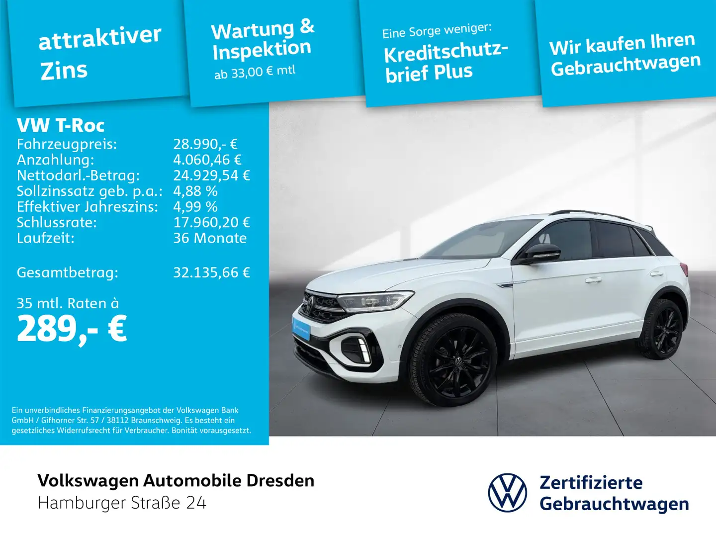 Volkswagen T-Roc R-Line 1.5 TSI DSG IQ AHK KAM BEATS TRAVEL Weiß - 1