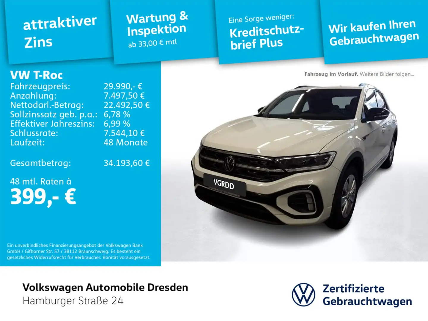 Volkswagen T-Roc R-Line 1.5 TSI DSG IQ AHK KAM BEATS TRAVEL Weiß - 1