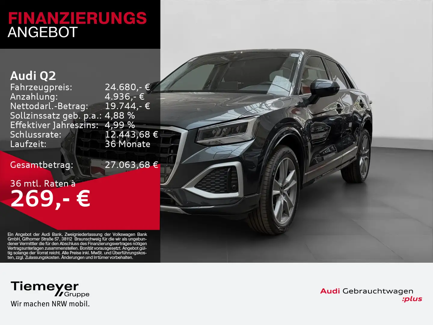 Audi Q2 30 TFSI ADVANCED PRIVACY LM18 AHK ALARM Gris - 1