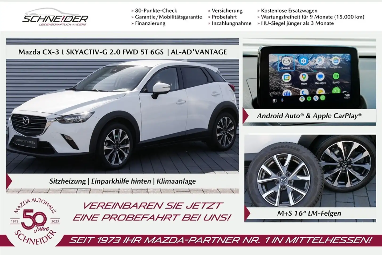 Mazda CX-3 SKYACTIV-G 121 Advantage M+S Bílá - 1