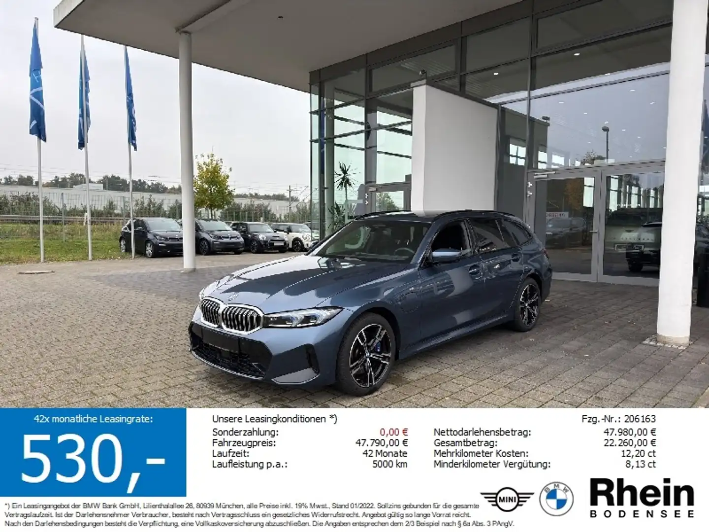 BMW 330 e Touring M Sport AHK ACC 360° Hifi Panoramad Blau - 1