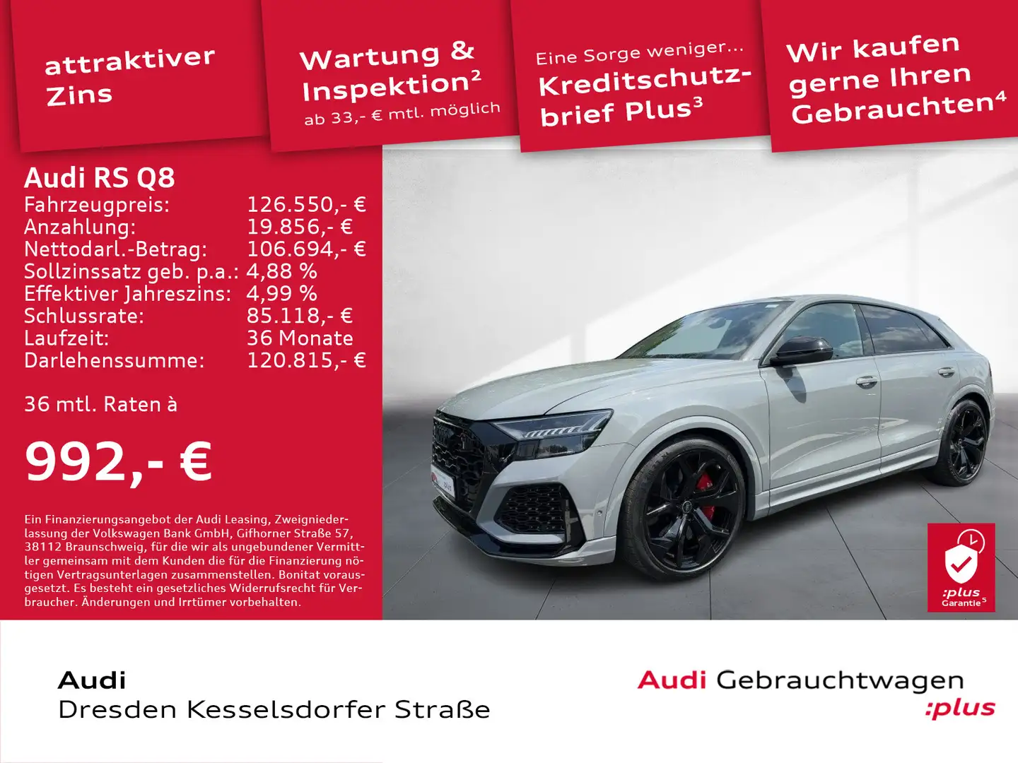 Audi RS Q8 4.0 TFSI Q. Matrix Design Paket Kamera Grau - 1