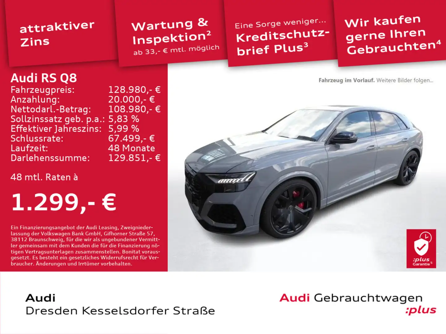 Audi RS Q8 4.0 TFSI Q. Matrix Design Paket Kamera Grau - 1