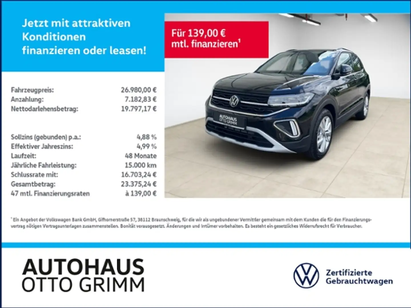 Volkswagen T-Cross 1.0 TSI Goal DSG LED Kamera Schwarz - 1