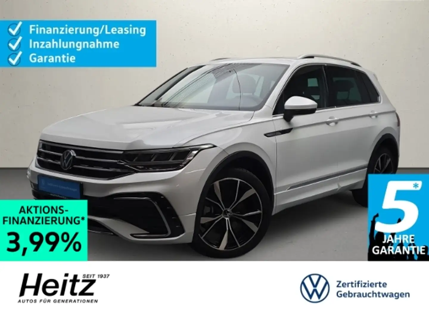 Volkswagen Tiguan TDI 4MOTION DSG R-Line Pano 5J Garantie Weiß - 1