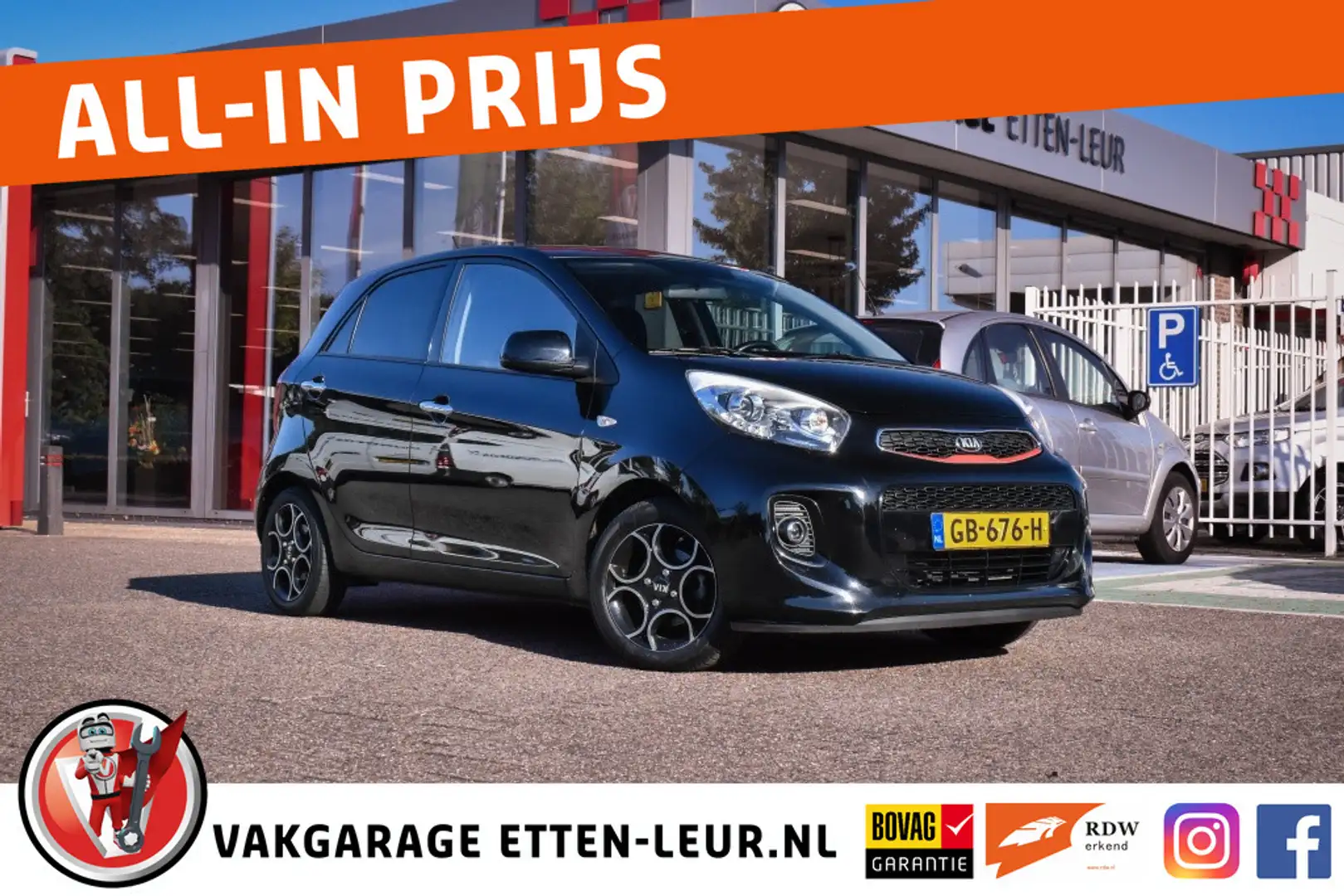 Kia Picanto 1.2 Viercilinder 85 pk | First edition | Climate | Noir - 1