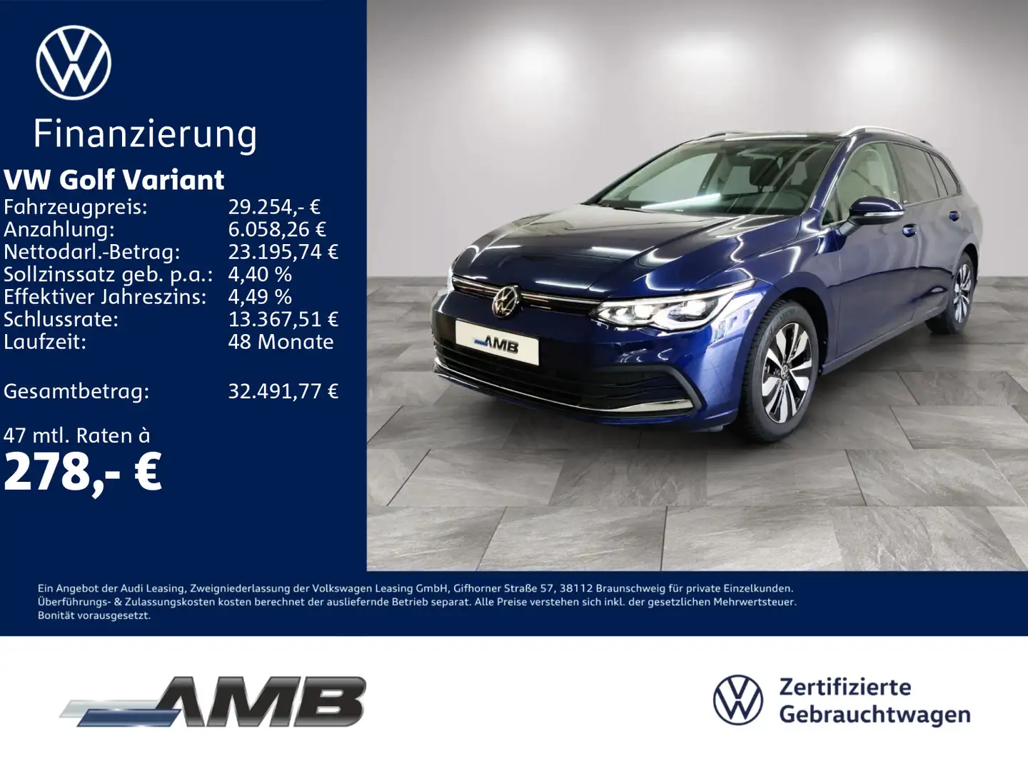 Volkswagen Golf Variant Move 1.5 TSI Matrix/AHK/Pano/01.29G Blau - 1