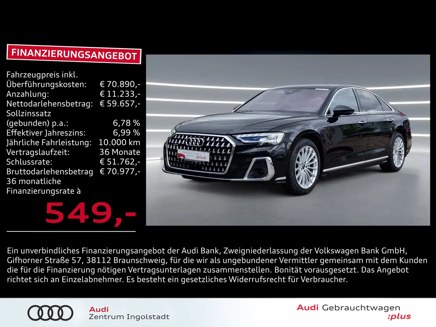 Audi A8 50 TDI qu HD-MATRIX PANO STHZG ACC B&O Head-up Schwarz - 1