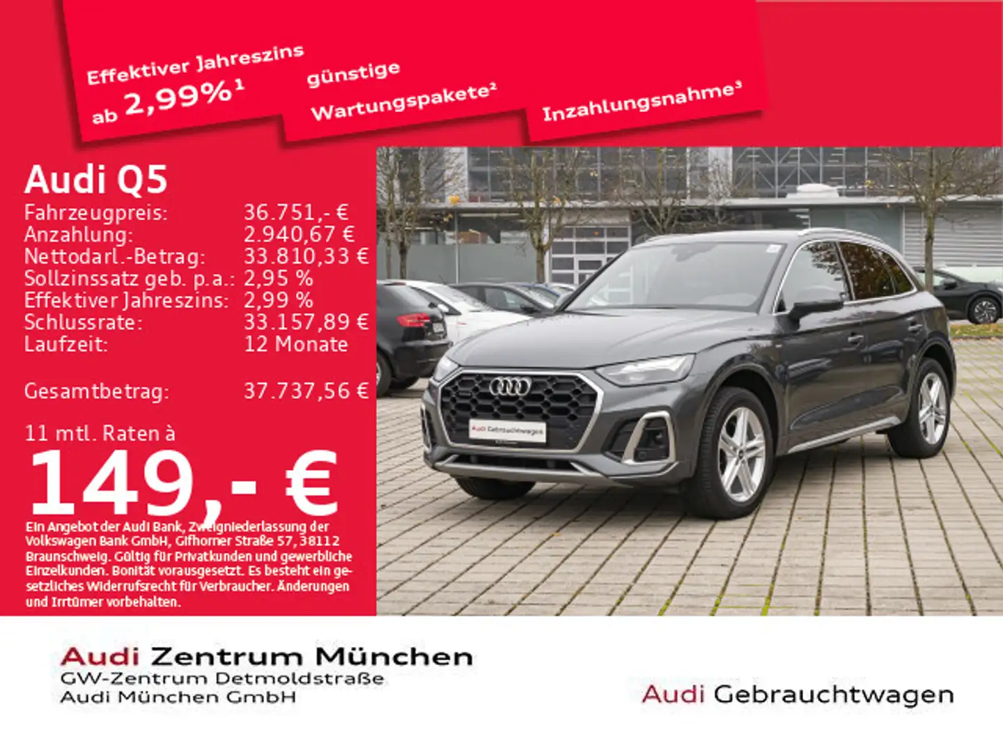 Audi Q5 40 TDI qu. S tronic 2x S line AHK/Navi+ Grau - 1