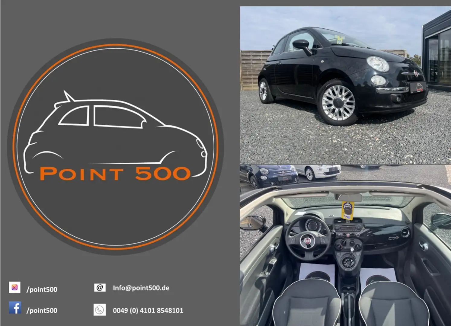 Fiat 500C AUTOMATIK BLU-ME 1.HD FIAT500 RIESENAUSWAHL Schwarz - 1