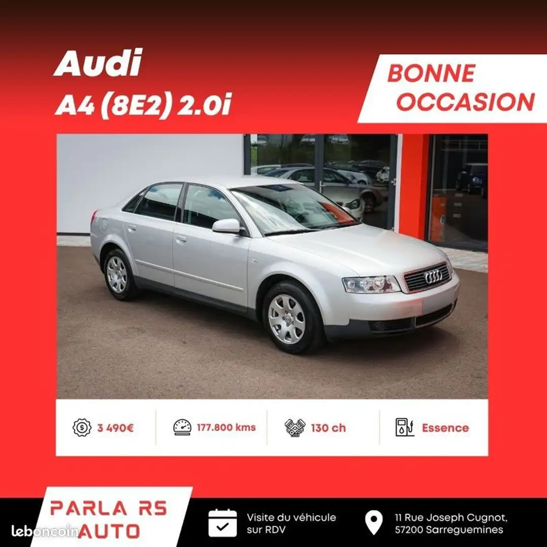 Audi A4 Série 2 (8E2) 2.0i 130ch Boîte manuelle 5 vitesses Gris - 1