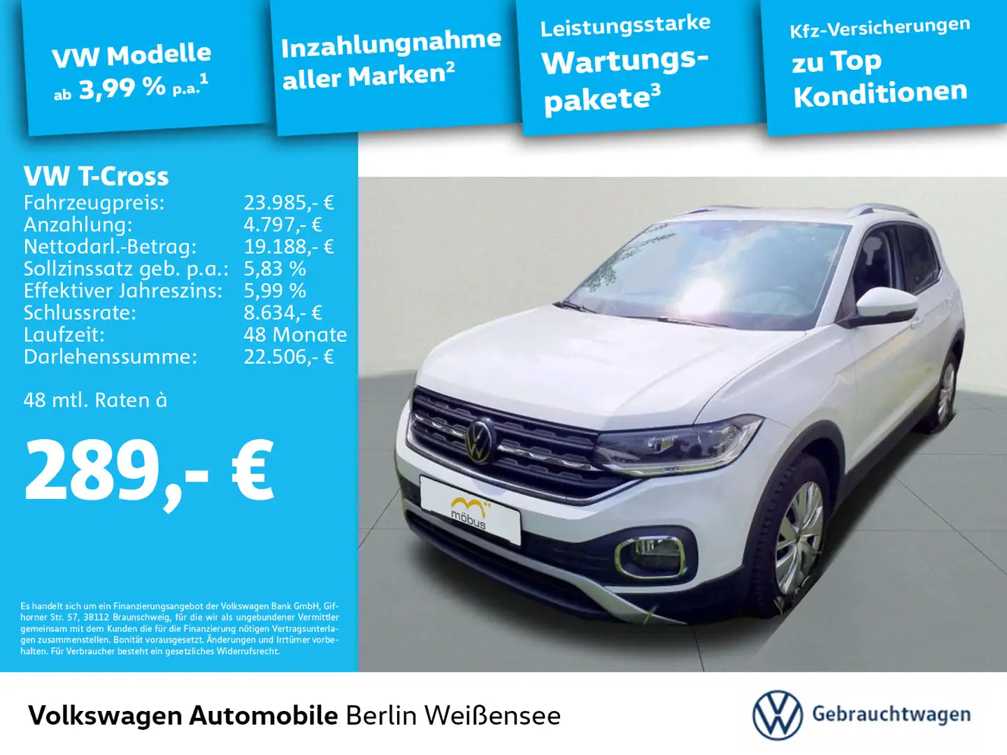 Volkswagen T-Cross 1.0 TSI*Style*DSG*APP*AAC*PDC*LED*SHZ* Weiß - 1
