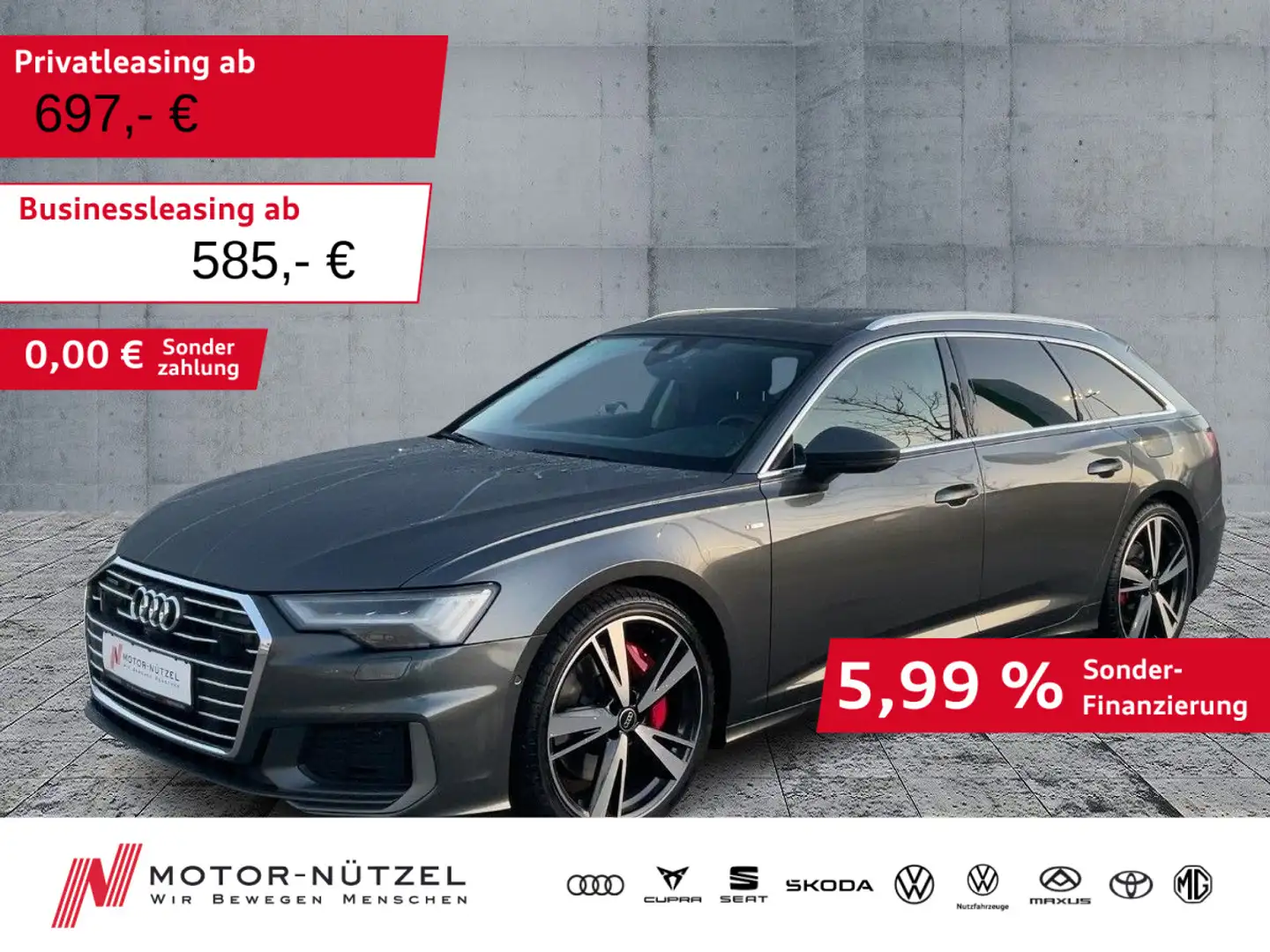 Audi A6 55 TFSI e QU S-LINE MATRIX+NAVI+B&O+AHK Grau - 1