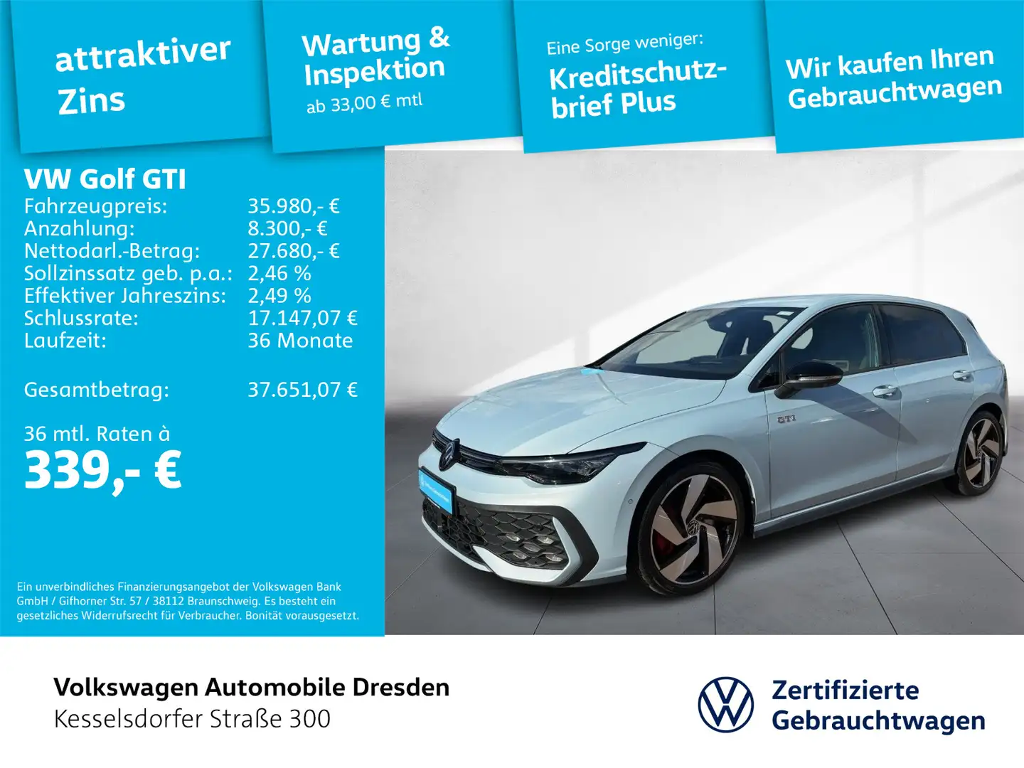 Volkswagen Golf GTI Golf VIII GTI 2.0 TSI DSG Kamera LED Navi ACC Blau - 1