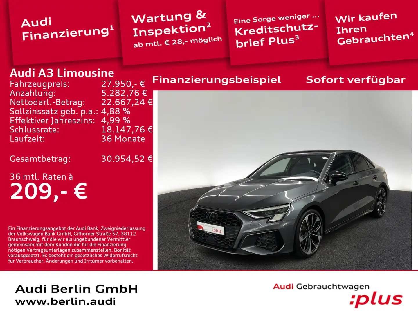 Audi A3 S line 35 TFSI S tr. RFK MATRIX NAV Grau - 1