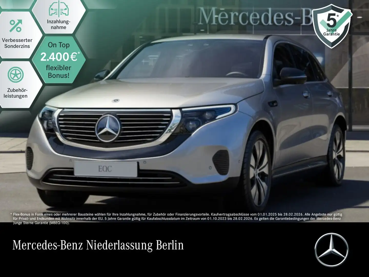 Mercedes-Benz EQC 400 4M 360+MULTIBEAM+FAHRASS+KEYLESS Argent - 1