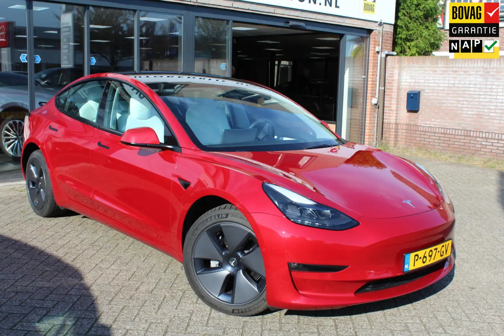 Tesla Model 3 Long Range AWD 75 kWh SOH 94.6 % / WIT LEER / UPGR Rood - 1