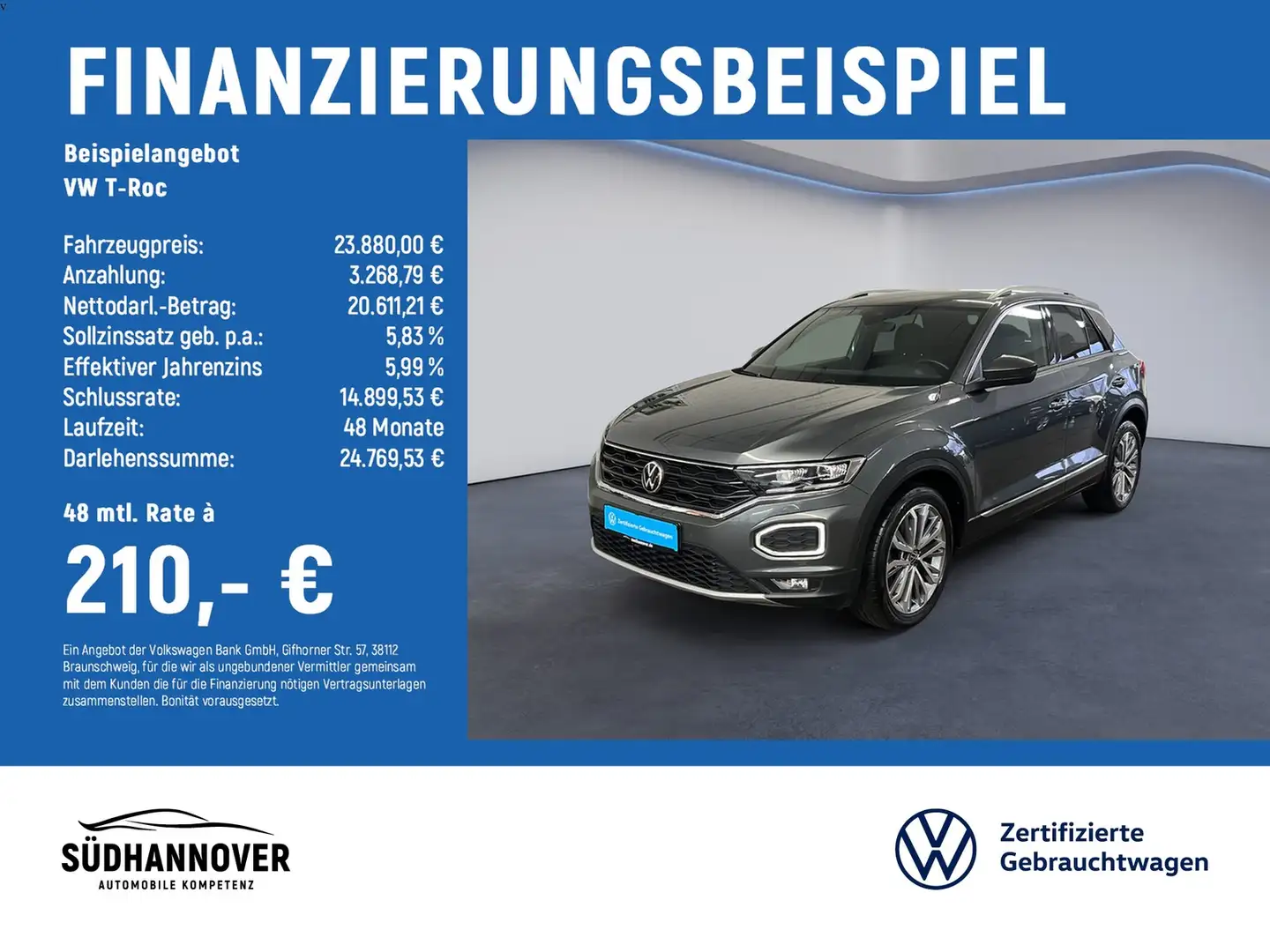 Volkswagen T-Roc Sport 2.0 TDI DSG LED+SHZ+PDC+KAMERA+ACC Grijs - 2