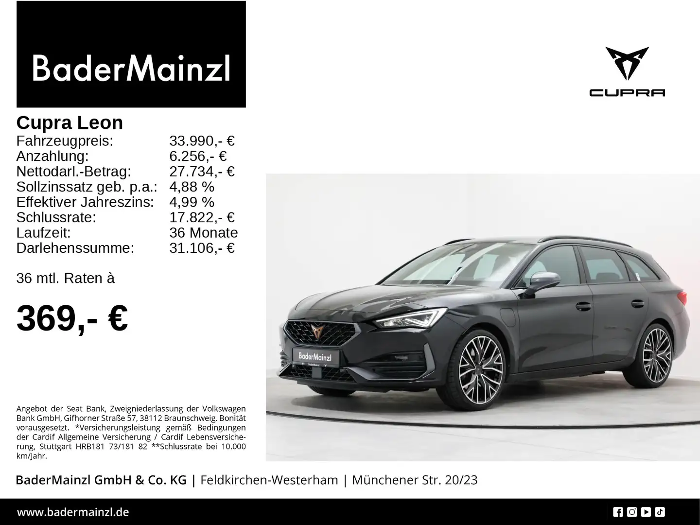 CUPRA Leon ST 1.4 eTSI VZ Kam. SHZ ACC CarPlay Beats Schwarz - 1