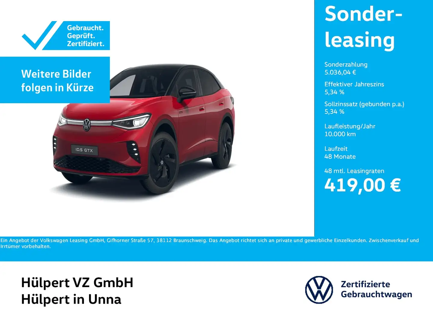 Volkswagen ID.5 GTX 4X4 WÄRMEPUMPE PANO AHK 360CAM ACC LM21 Rot - 1
