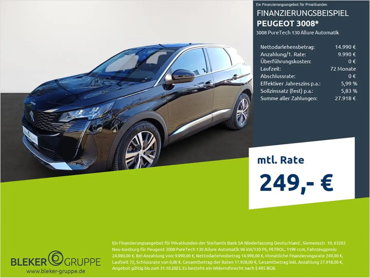 Peugeot 3008 PureTech 130 Allure Automatik Schwarz - 1