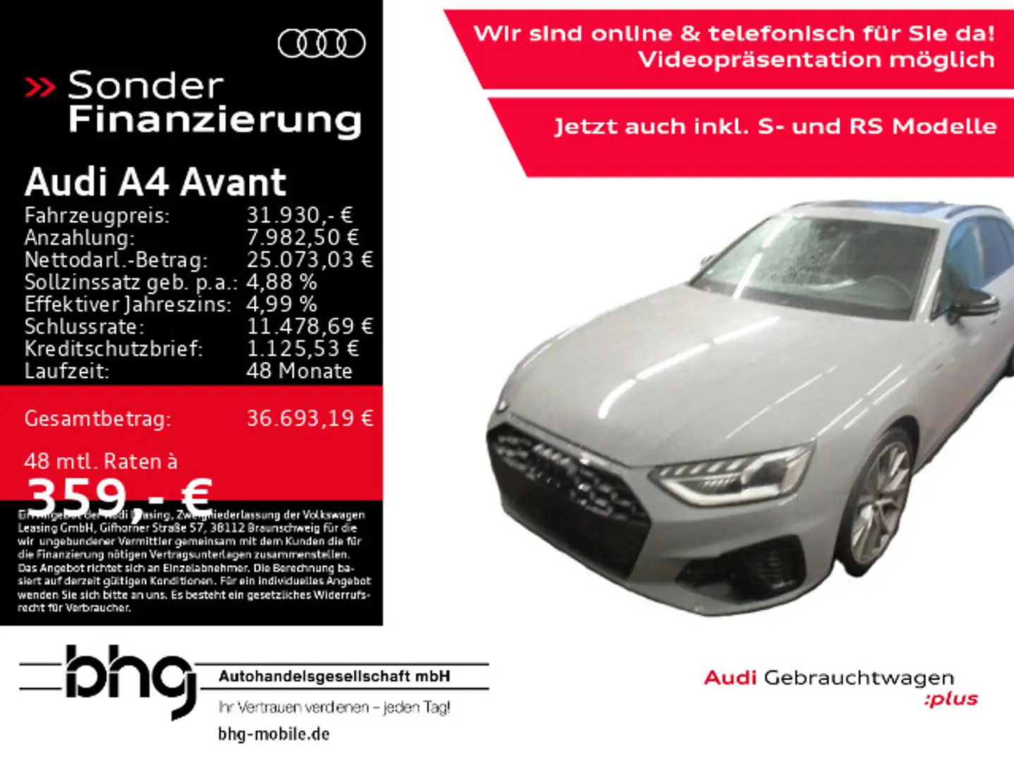 Audi A4 35 TFSI S line Edition PanoDach LED Nav Grau - 1