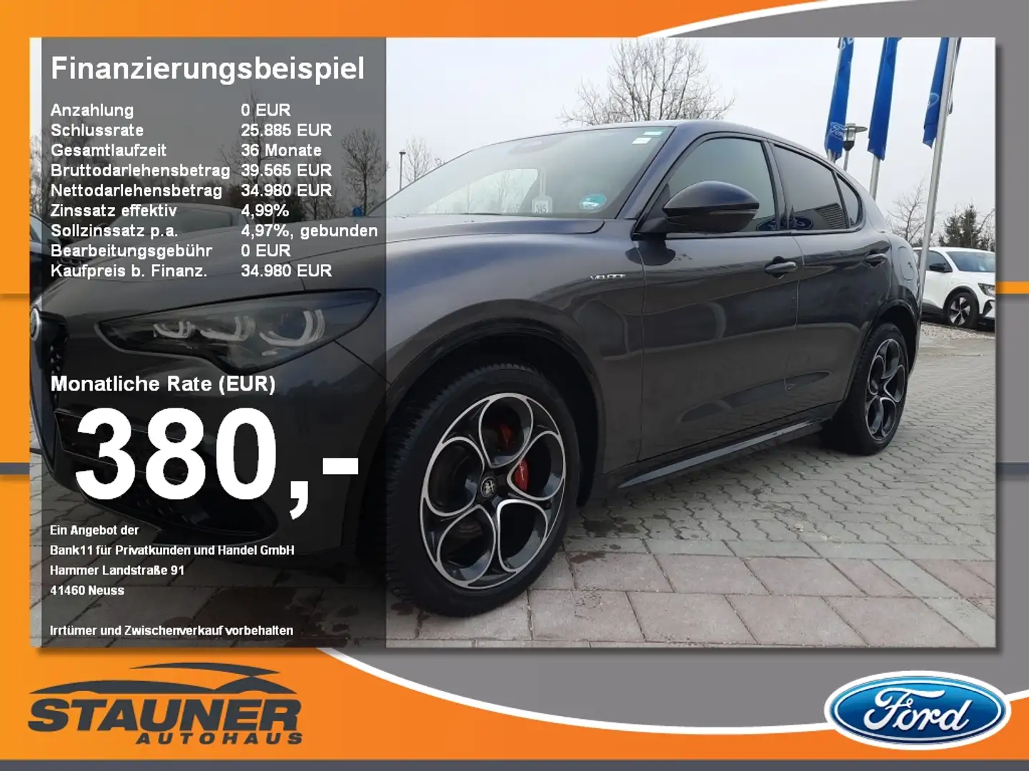 Alfa Romeo Stelvio 2.2 JTDM Veloce Q4 ACC Kamera LED Leder Gris - 1