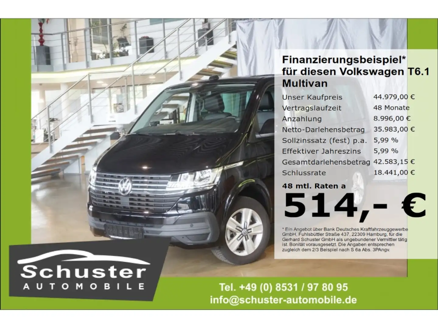 Volkswagen T6.1 Multivan TDI*204PS DSG AHK Leder Navi SHZ Schwarz - 1