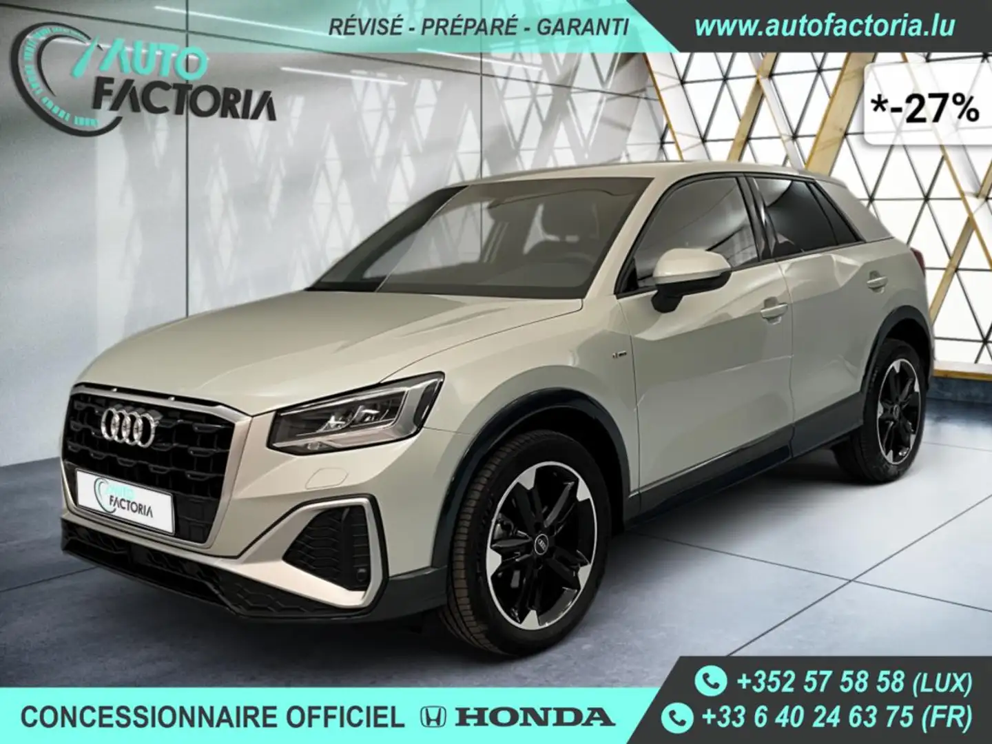 Audi Q2 -27% 30 TFSI 110cv SLINE +GPS+CAM+FULL LED+Options Argent - 1