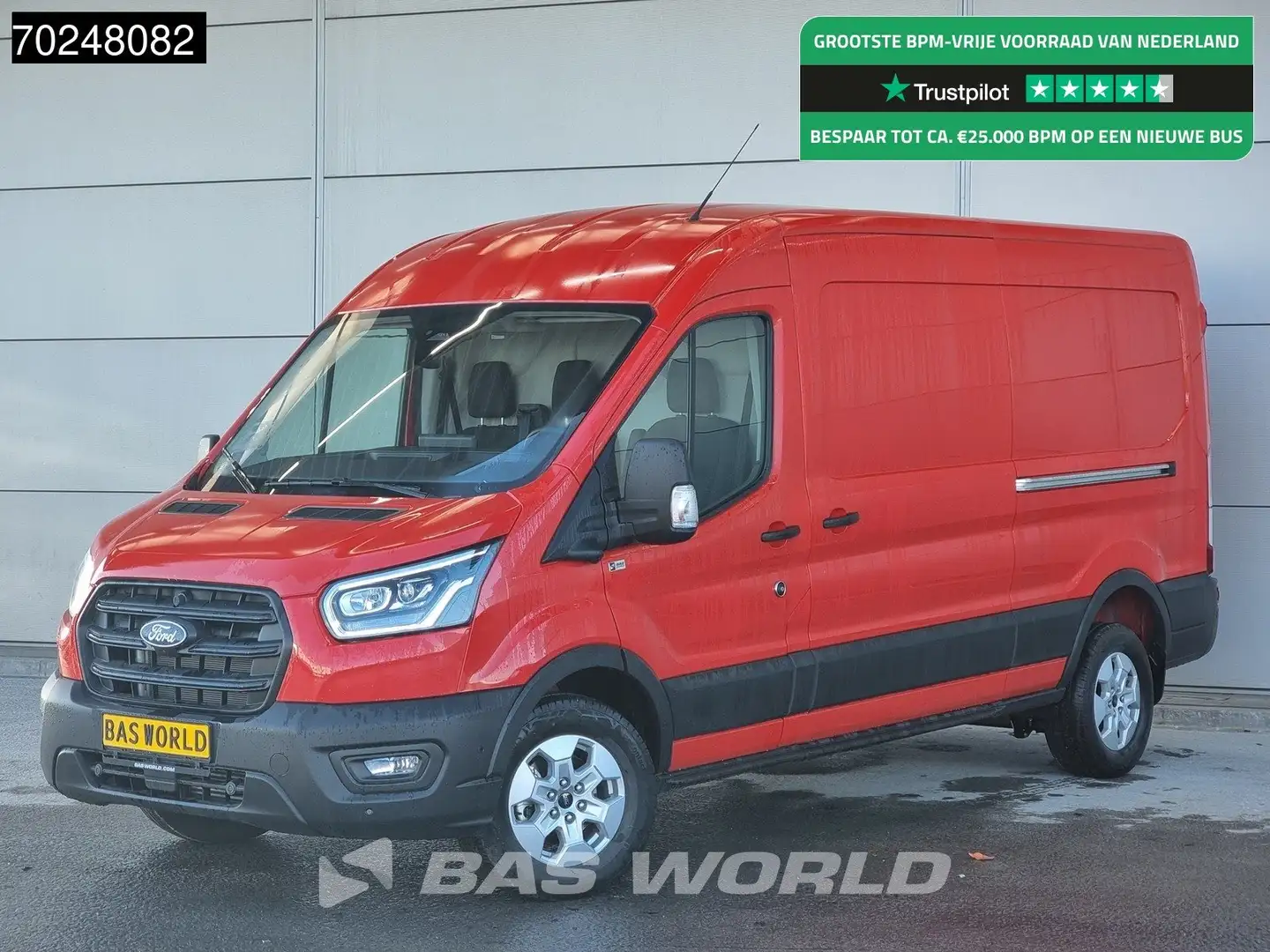 Ford Transit 165pk Automaat Limited Dubbele schuifdeur L3H2 ACC Rood - 1