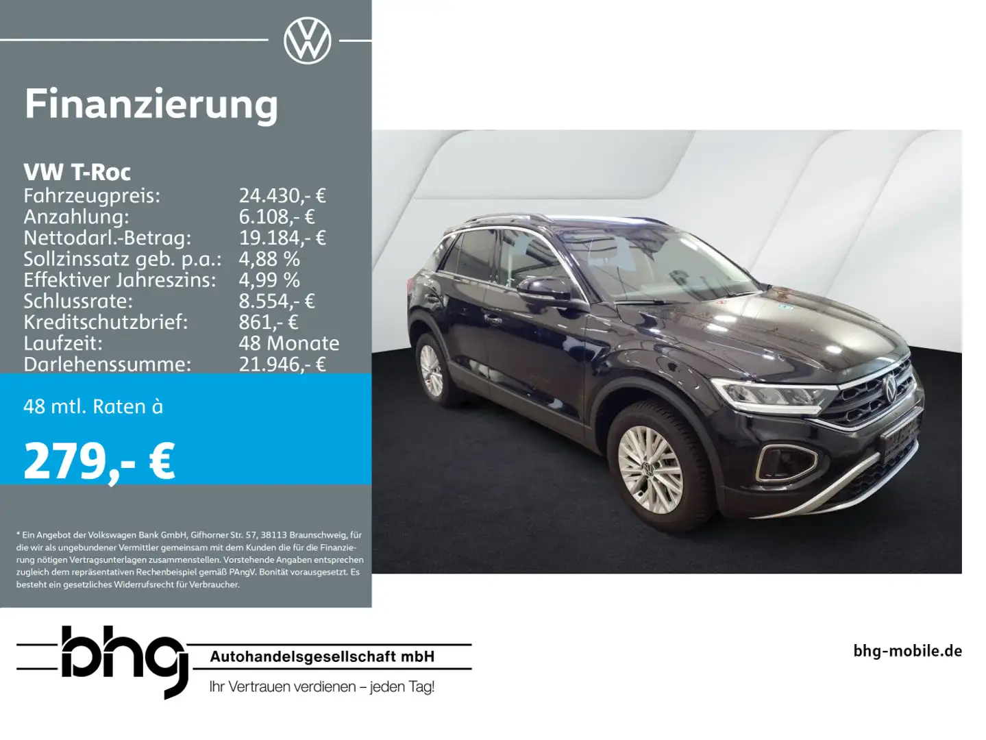 Volkswagen T-Roc 1.0 TSI Life App-Connect Wireless für Appl Schwarz - 1
