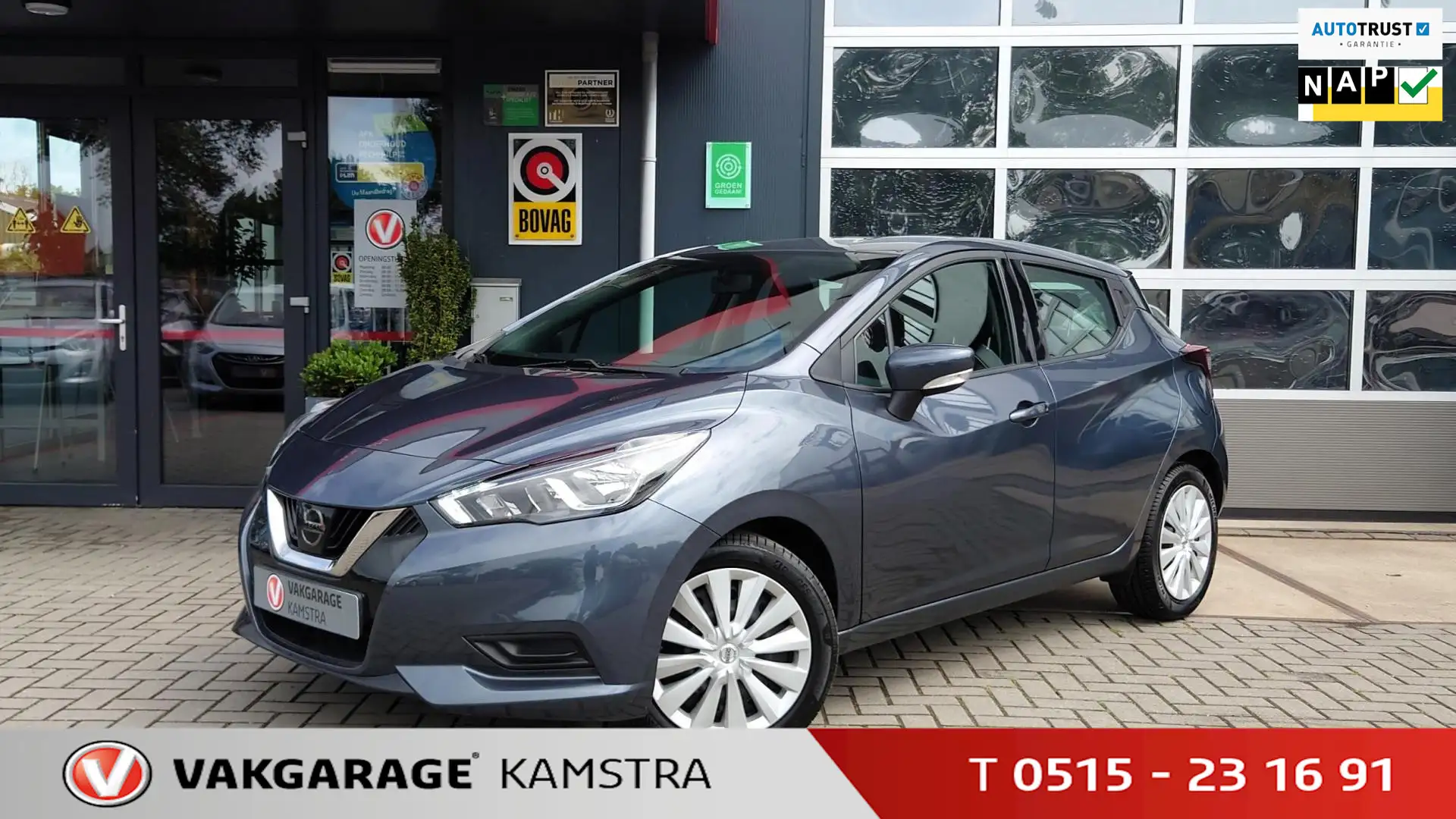 Nissan Micra 1.0L Acenta NAP 5-deurs Airco/Cruise/ACP+AA Grijs - 1