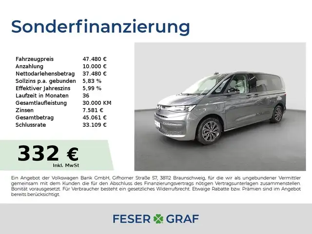 Volkswagen T7 Multivan TDi DSG Goal MatrixLED Kamera AHK KÜ