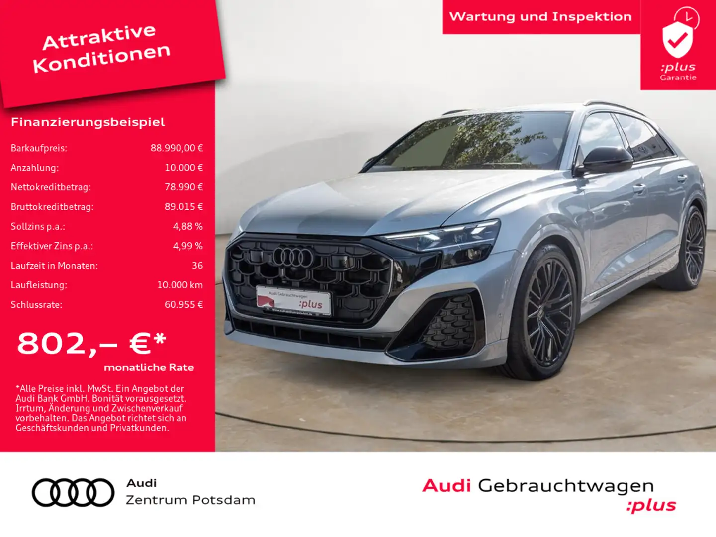 Audi Q8 50TDI quattro S line LASER NAVI AHK STANDH Silber - 1