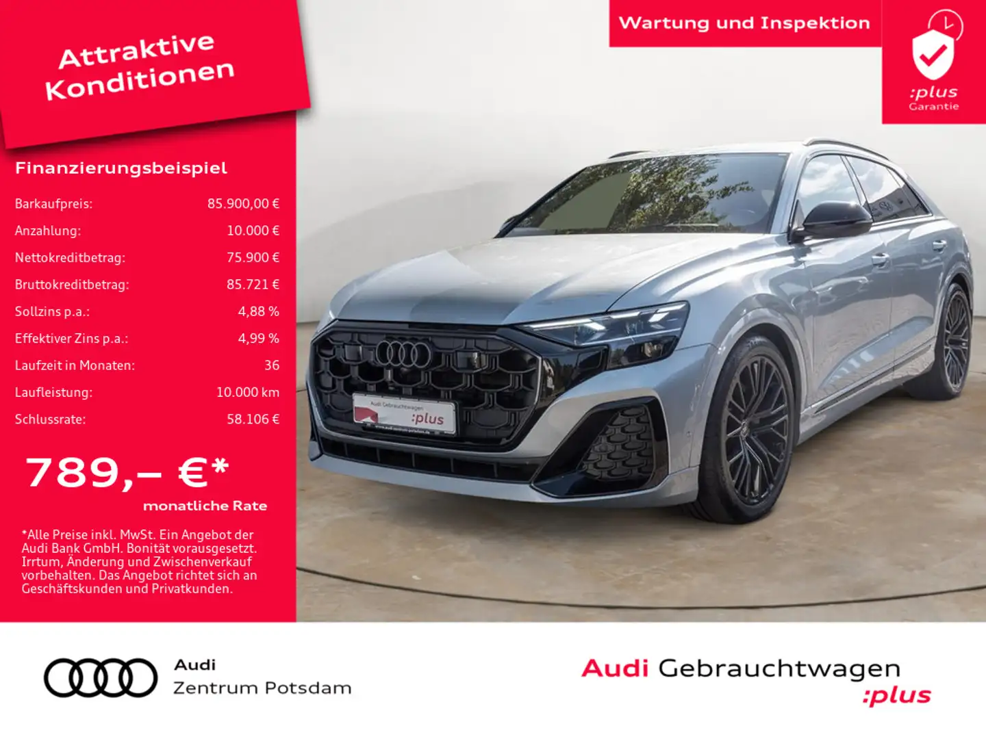Audi Q8 S line 50 TDI quattro LASER NAVI AHK STAND Argintiu - 1