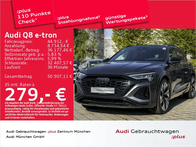Audi Q8 e-tron 55 qu. S line AHK/B&O/Virtual+/ACC
