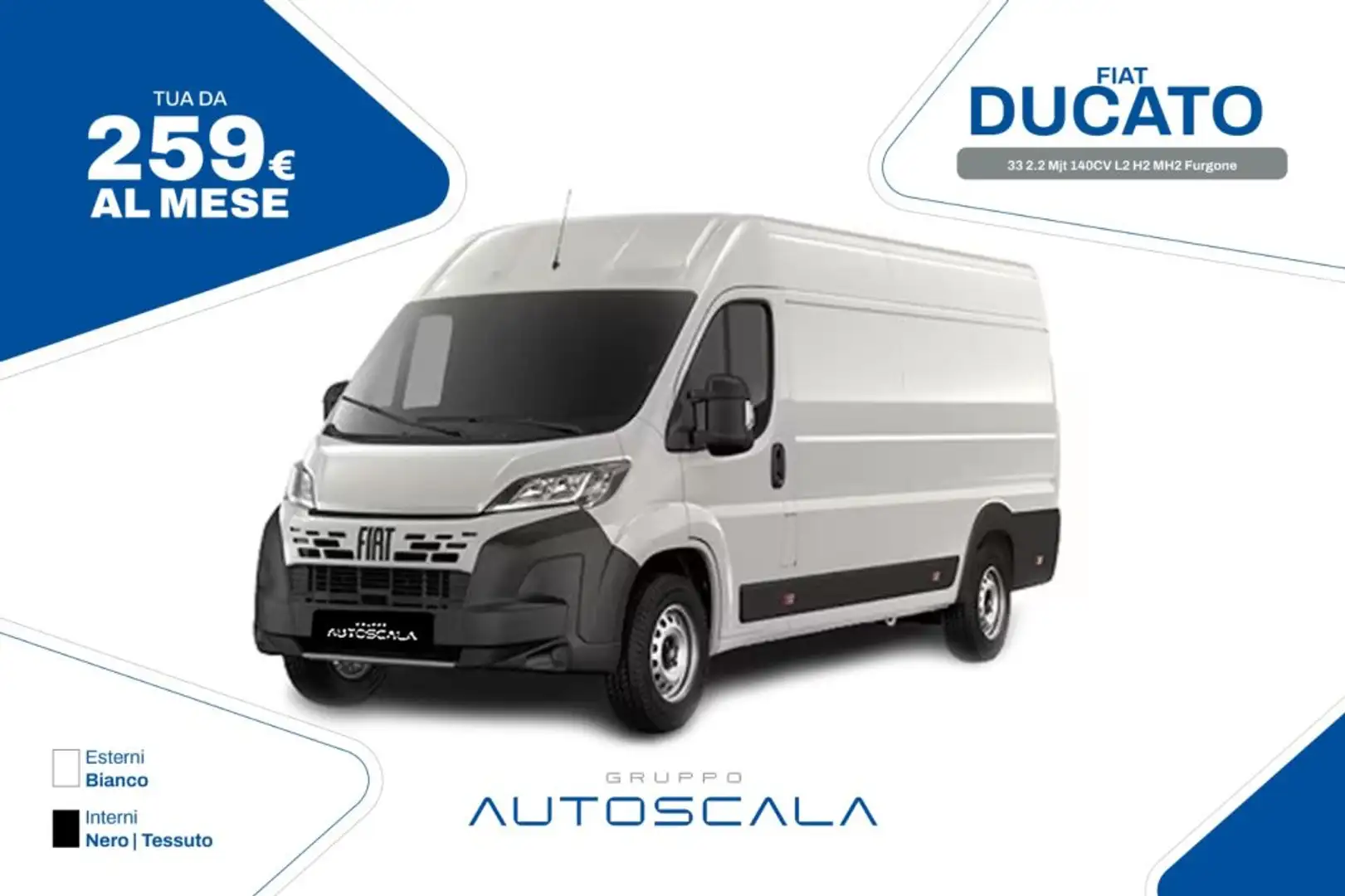 Fiat Ducato 33 2.2 Mjt 140CV L2 H2 MH2 Furgone Bianco - 1