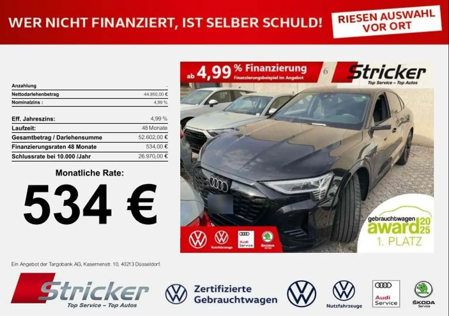 Audi Q8 e-tron Sportback S-line quattro 534,-ohne Anzahlung B&O Schwarz - 2