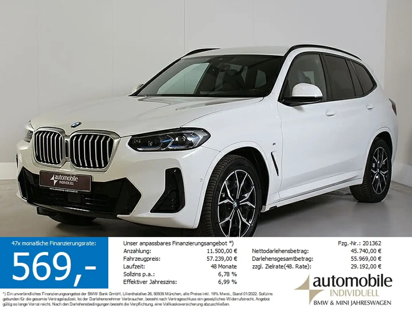 BMW X3 xDr 30dA M Sportpaket ACC HuD Standh Laser Blanc - 1