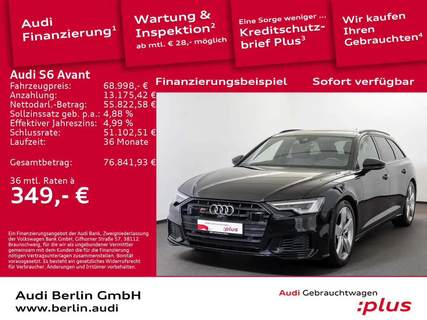 Audi S6 tiptr. STDHZG 360°K MATRIX HUD PANO Schwarz - 1