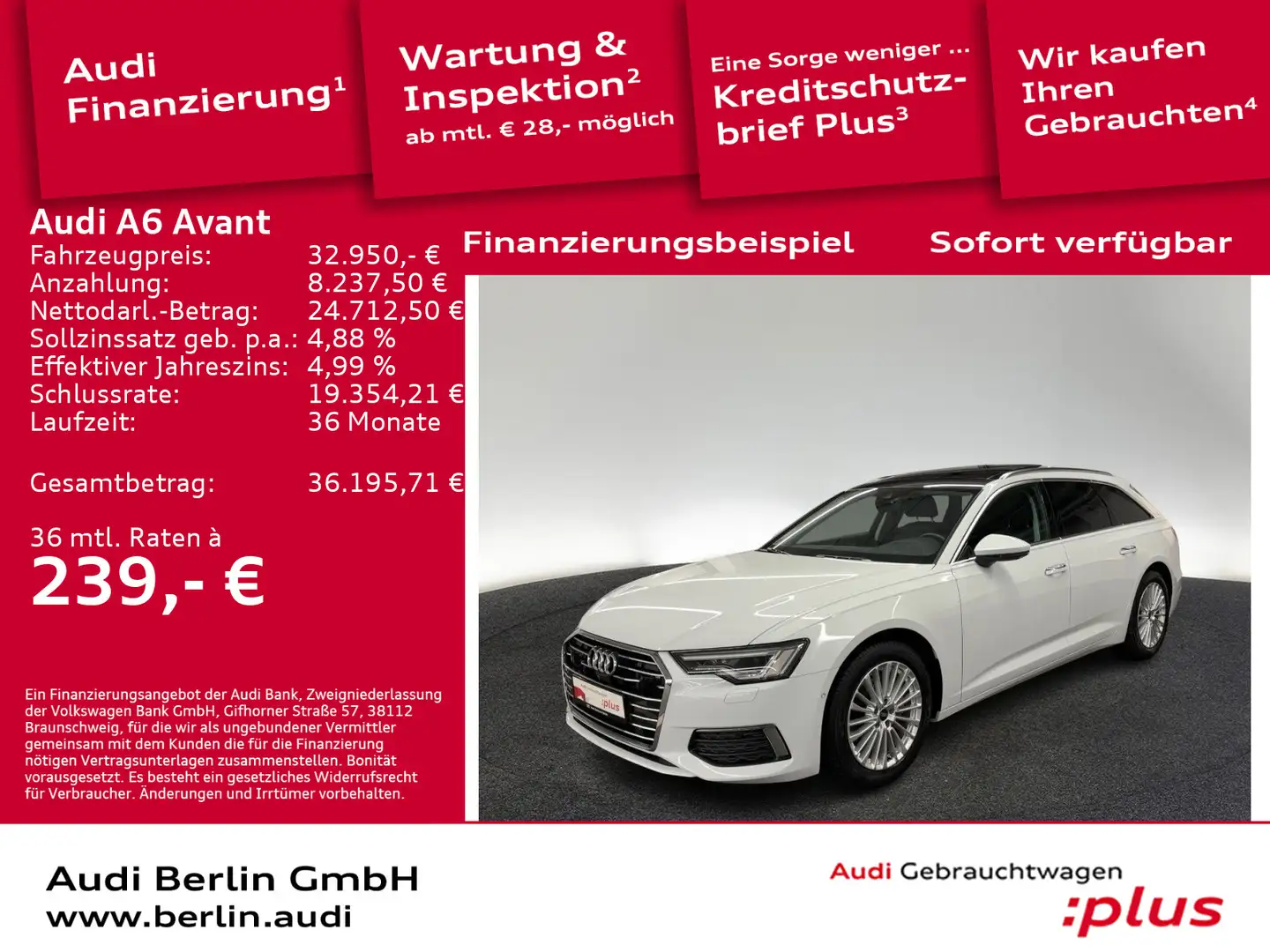 Audi A6 Design 40 TDI S tr. MATRIX NAVI 360°K P Wit - 1