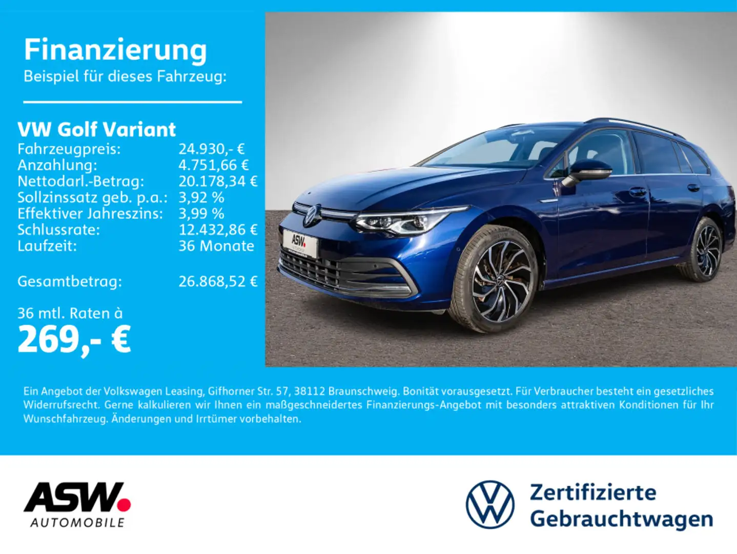 Volkswagen Golf Variant Style 2.0 TDI DSG Navi AHK HUD LED Blau - 1