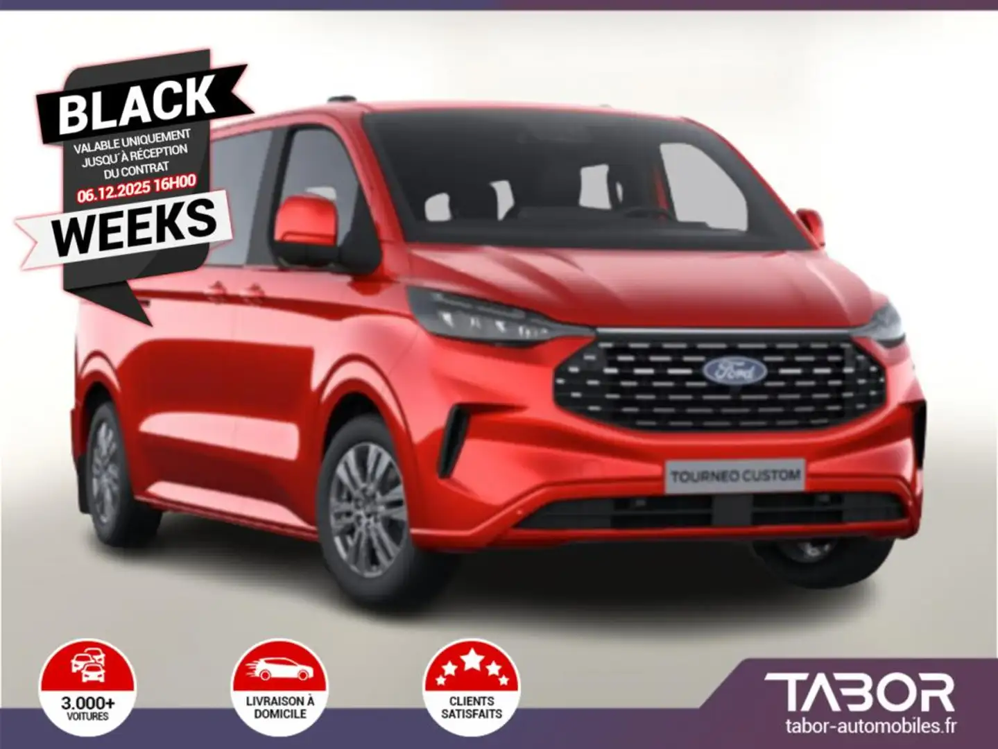 Ford Tourneo Custom TDCi 170 Aut Tit 320L2 ACC Rouge - 1