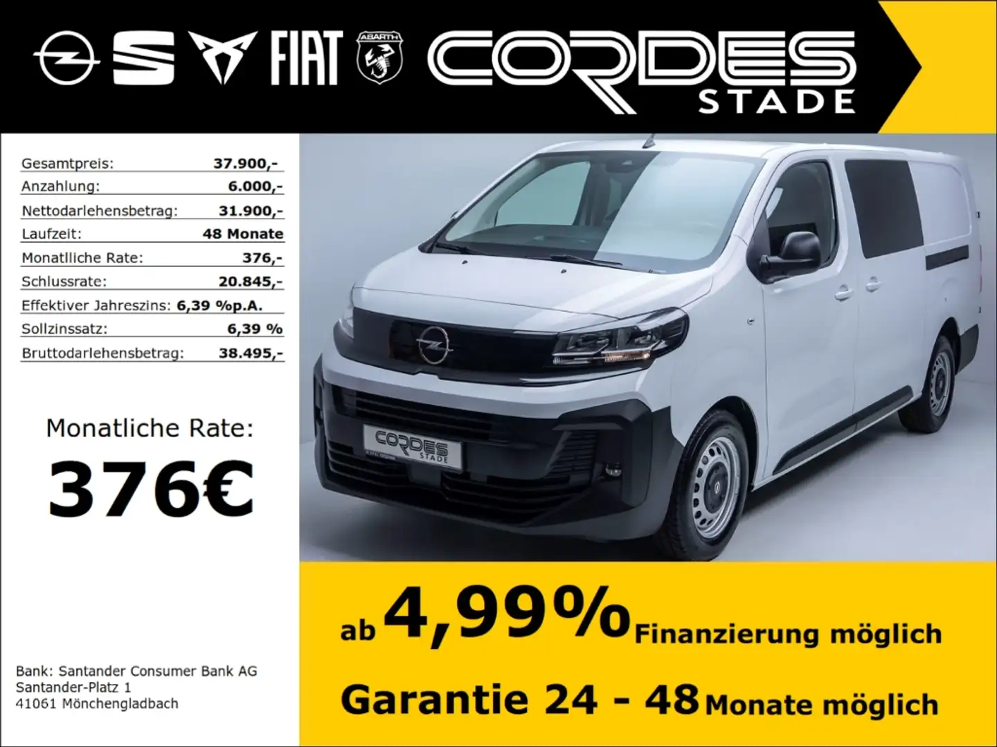 Opel Vivaro Doppelkabine L3 AHK Automatik Navi Freisprech (92) Blanc - 1