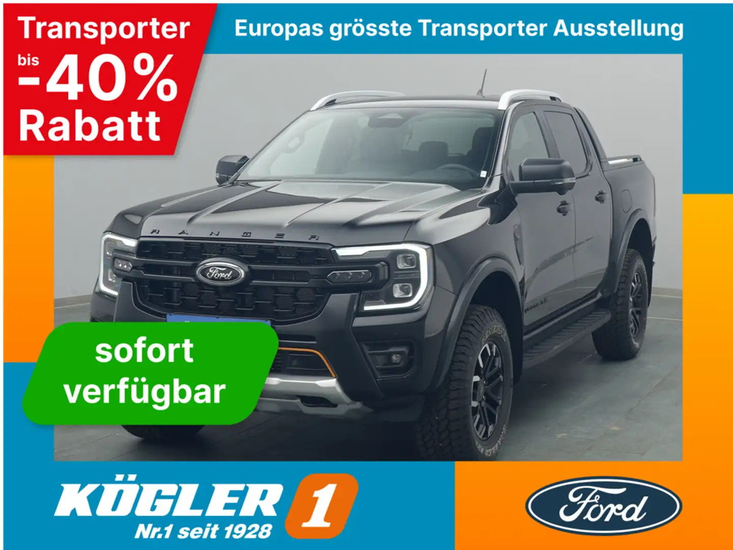 Ford Ranger DoKa Wildtrak X 205PS Aut./e-Rollo Schwarz - 1