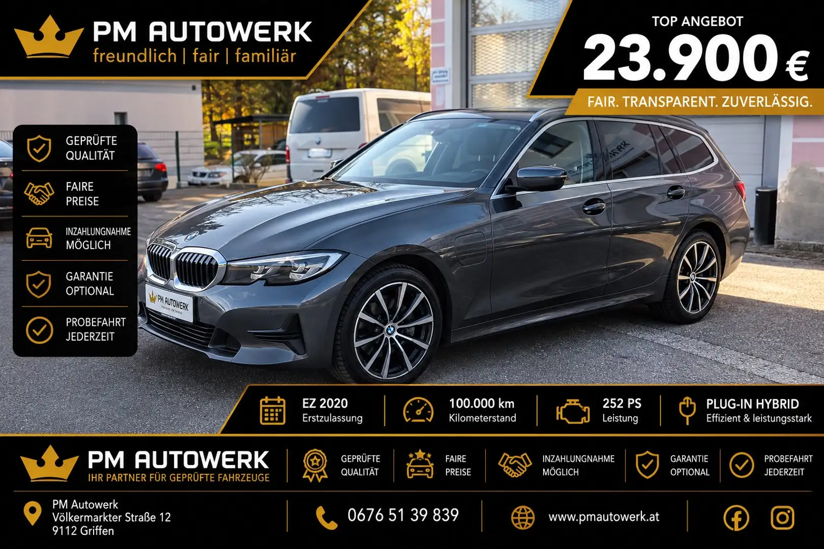 BMW 330 Advantage PHEV Touring Aut. *Erstbesitz*AHK*Leder* Grau - 1