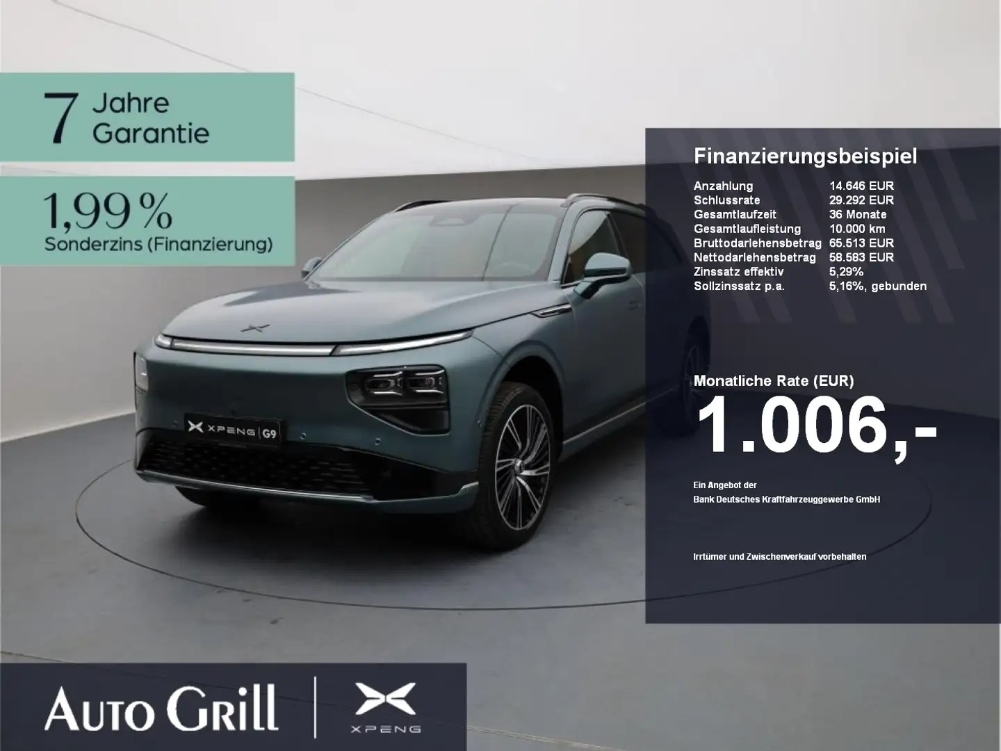 Xpeng G9 AWD Performance AHK PremiumPaket 360Kam ACC Zöld - 1