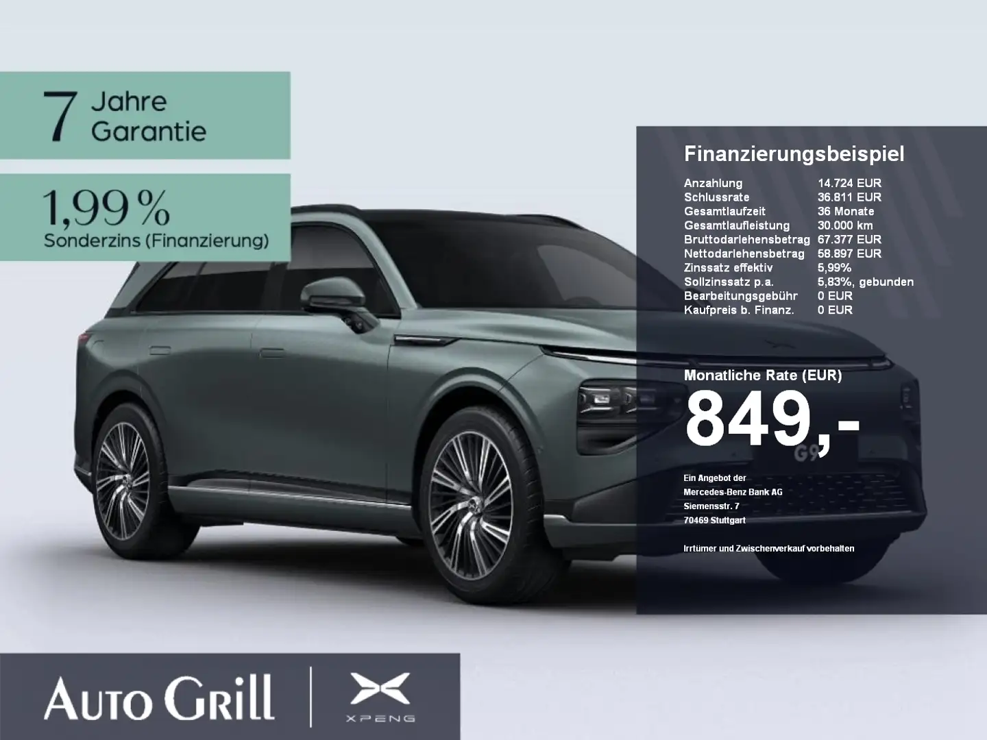 Xpeng G9 AWD Performance AHK PremiumPaket 360Kam ACC Verde - 1