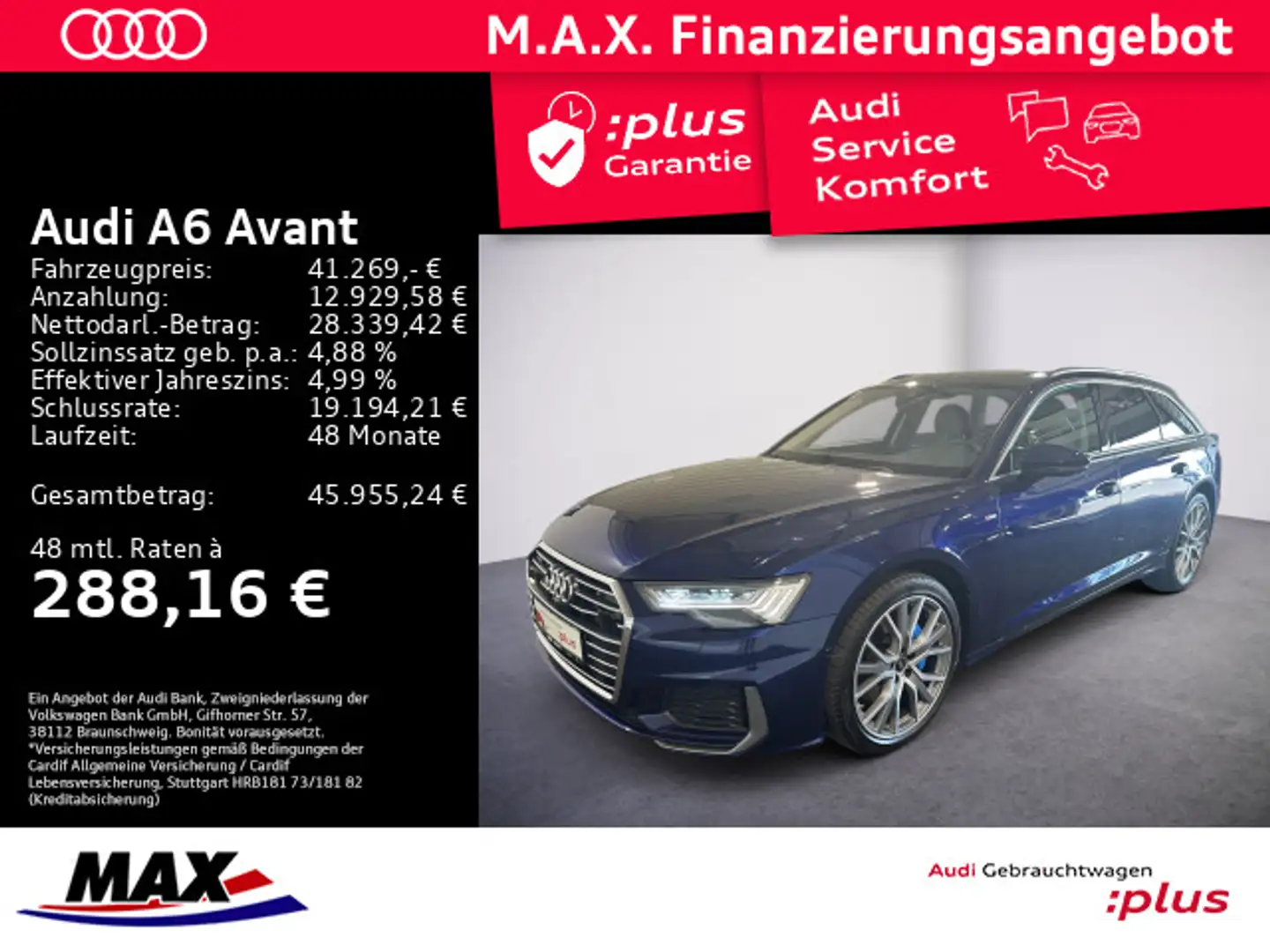 Audi A6 50 TDI QUATT S LINE HD-MATRIX+PANO+B&O+ Blau - 1